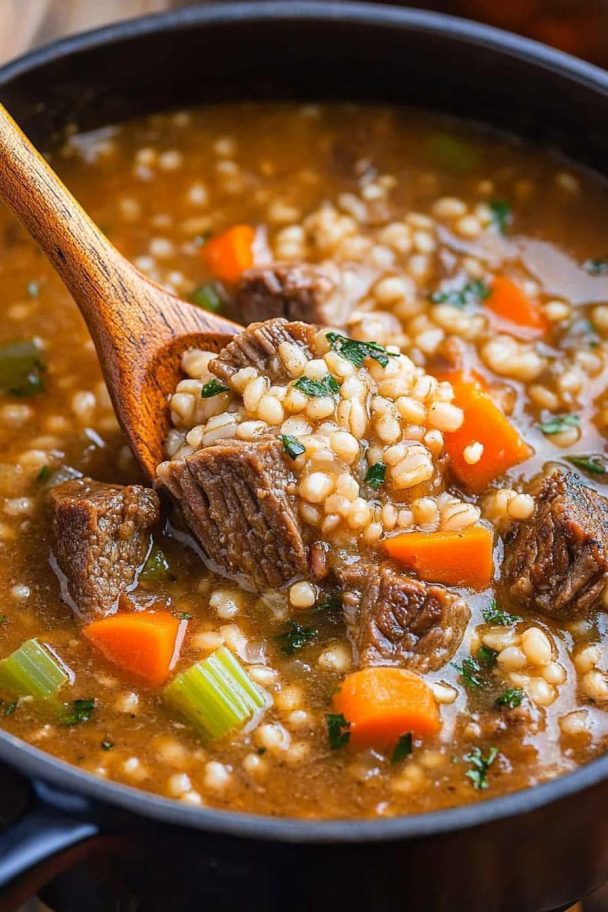 Beef and Barley Soup Recipe - Skinny Daily Recipes